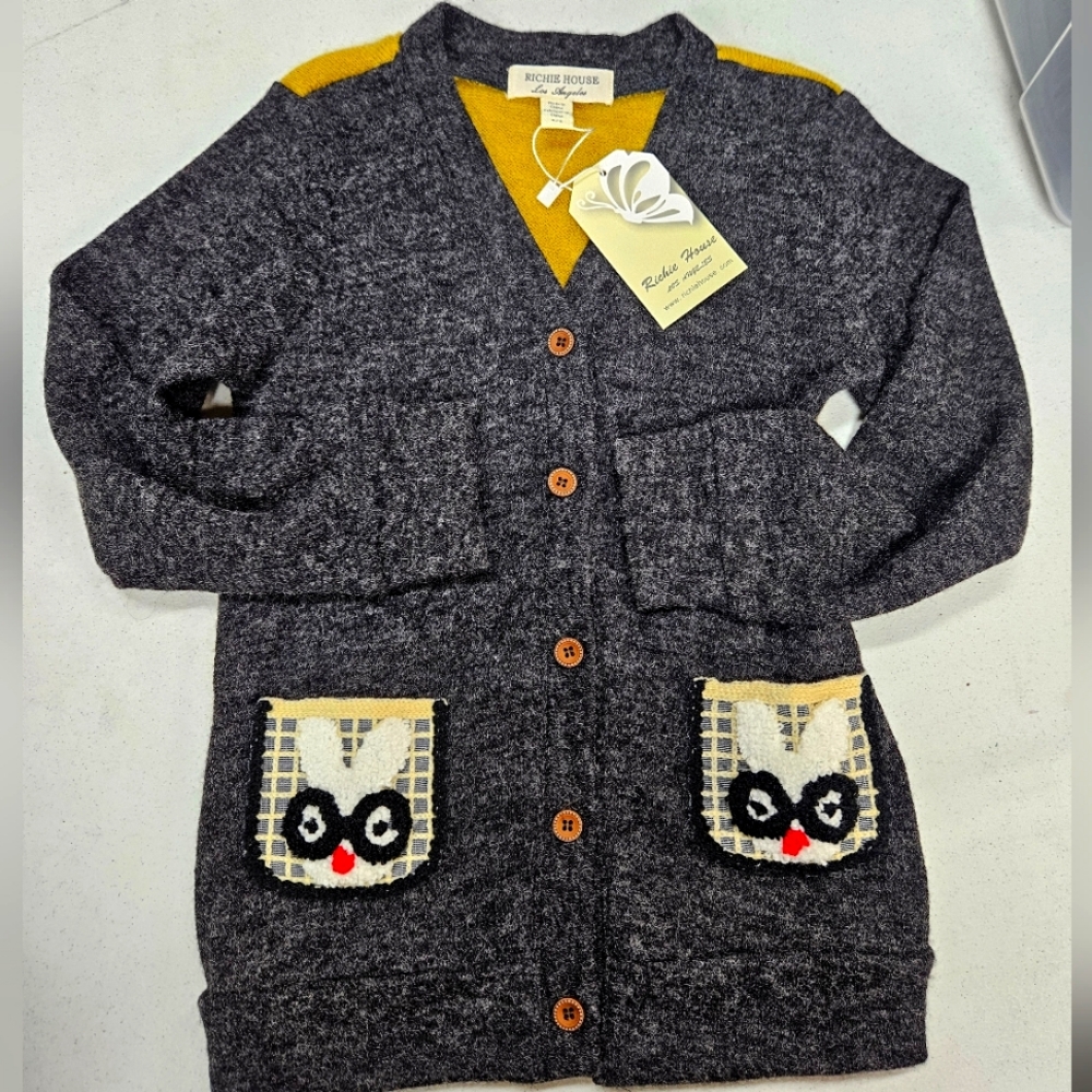 NWT Children's cardigan with bunny embroidery.